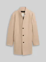 TOM TAILOR DENIM Herren Wollmantel mit Stehkragen, beige, Meliert – Bild 3