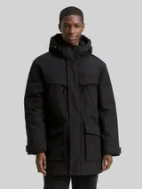 TOM TAILOR DENIM Herren Arctic Parka mit abnehmbarer Kapuze, schwarz, Uni – Bild 4