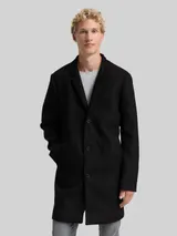 TOM TAILOR DENIM Herren Mantel in Woll-Optik, schwarz, Uni – Bild 4
