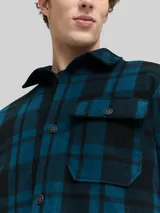 TOM TAILOR DENIM Herren Overshirt Jacke in Woll-Optik, grün, Kariert – Bild 6