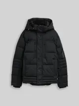 TOM TAILOR Herren Puffer-Jacke mit abnehmbarer Kapuze, schwarz, Uni – Bild 3