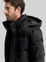 TOM TAILOR Herren Puffer-Jacke mit abnehmbarer Kapuze, schwarz, Uni – Bild 6