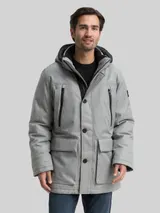 TOM TAILOR Herren Arctic Parka mit abnehmbarer Kapuze, grau, Meliert – Bild 4