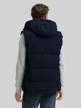 TOM TAILOR Herren Puffer Weste mit abnehmbarer Kapuze, blau, Uni – Bild 5