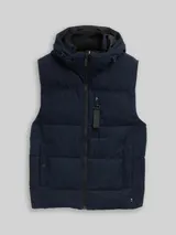 TOM TAILOR Herren Puffer Weste mit abnehmbarer Kapuze, blau, Uni – Bild 3