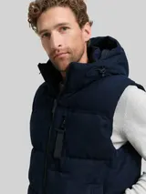 TOM TAILOR Herren Puffer Weste mit abnehmbarer Kapuze, blau, Uni – Bild 6
