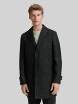 TOM TAILOR Herren Wollmantel mit Reverskragen, schwarz, Meliert – Bild 4