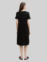 TOM TAILOR DENIM Damen Jersey Midi-Kleid, schwarz, Uni – Bild 5