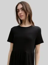TOM TAILOR DENIM Damen Jersey Midi-Kleid, schwarz, Uni – Bild 6