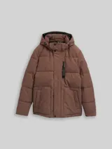 TOM TAILOR Herren Cord Puffer-Jacke mit abnehmbarer Kapuze, braun, Uni – Bild 3