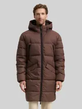 TOM TAILOR Herren Puffer Parka mit Kapuze, braun, Uni – Bild 4