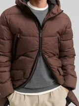 TOM TAILOR Herren Puffer Parka mit Kapuze, braun, Uni – Bild 6