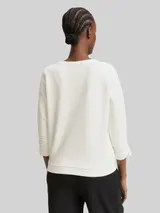 TOM TAILOR DENIM Damen Slim Fit Sweatshirt mit Raffärmeln, weiß, Uni – Bild 5