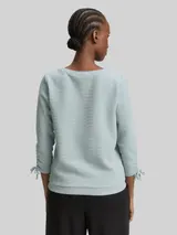 TOM TAILOR DENIM Damen Slim Fit Sweatshirt mit Raffärmeln, blau, Uni – Bild 5