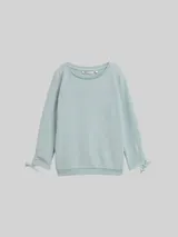 TOM TAILOR DENIM Damen Slim Fit Sweatshirt mit Raffärmeln, blau, Uni – Bild 3