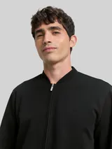TOM TAILOR Herren Piqué Blouson Jacke mit Bomberkragen, schwarz, Uni – Bild 6