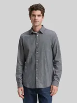 TOM TAILOR Herren Slim Fit Hemd mit Stretch, blau, Meliert – Bild 4