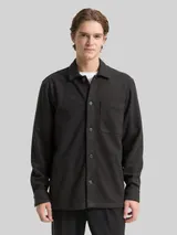 TOM TAILOR DENIM Herren Overshirt mit Brusttasche, schwarz, Uni – Bild 4