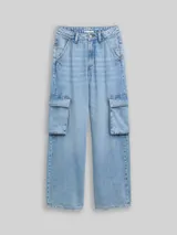 TOM TAILOR Mädchen Wide Leg Cargo Jeans, blau, Uni – Bild 3