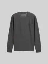 TOM TAILOR DENIM Herren Langarmshirt mit Brusttasche, grau, Uni – Bild 3