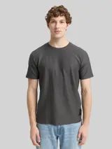 TOM TAILOR DENIM Herren T-Shirt mit Struktur, grau, Uni – Bild 4