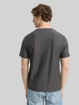 TOM TAILOR DENIM Herren T-Shirt mit Struktur, grau, Uni – Bild 5