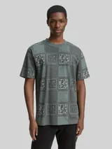 TOM TAILOR DENIM Herren Relaxed Fit T-Shirt mit Muster, grau, Gemustert – Bild 4
