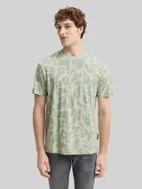 TOM TAILOR DENIM Herren Relaxed Fit T-Shirt mit Muster, grün, Gemustert – Bild 4