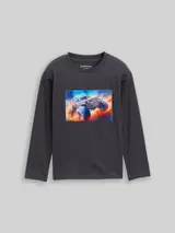 TOM TAILOR Jungen Langarmshirt mit Fotoprint, grau, Uni – Bild 3