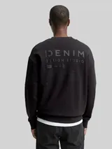 TOM TAILOR DENIM Herren Relaxed Fit Sweatshirt mit Rückenprint, schwarz, Uni – Bild 5