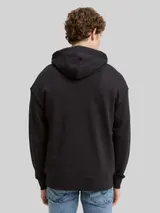 TOM TAILOR DENIM Herren Relaxed Fit Hoodie Sweatshirt mit Print, schwarz, Uni – Bild 5