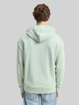 TOM TAILOR DENIM Herren Relaxed Fit Hoodie Sweatshirt mit Print, grün, Uni – Bild 5