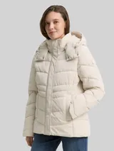 TOM TAILOR Damen Puffer-Jacke mit abnehmbarer Kapuze, weiß, Uni – Bild 4