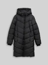 TOM TAILOR Damen Puffer-Mantel mit Kapuze, schwarz, Uni – Bild 3