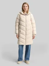 TOM TAILOR Damen Puffer-Mantel mit Kapuze, weiß, Uni – Bild 4
