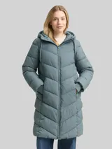 TOM TAILOR Damen Puffer-Mantel mit Kapuze, grün, Uni – Bild 4