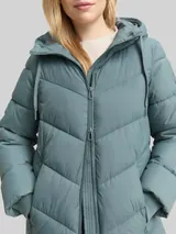 TOM TAILOR Damen Puffer-Mantel mit Kapuze, grün, Uni – Bild 6