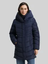 TOM TAILOR Damen Puffer-Mantel im 2-in-1-Look, blau, Uni – Bild 4
