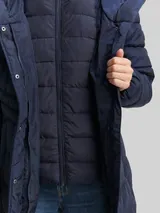 TOM TAILOR Damen Puffer-Mantel im 2-in-1-Look, blau, Uni – Bild 6