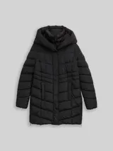 TOM TAILOR Damen Puffer-Mantel im 2-in-1-Look, schwarz, Uni – Bild 3