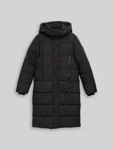 TOM TAILOR Damen Puffer-Mantel mit abnehmbarer Kapuze, schwarz, Uni – Bild 3