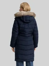 TOM TAILOR Damen Puffer-Mantel mit abnehmbarer Kapuze, blau, Uni – Bild 5