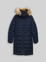 TOM TAILOR Damen Puffer-Mantel mit abnehmbarer Kapuze, blau, Uni – Bild 3