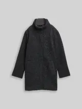 TOM TAILOR DENIM Damen Bouclé Wollmantel mit Stehkragen, grau, Meliert – Bild 3