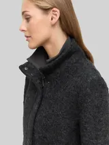 TOM TAILOR DENIM Damen Bouclé Wollmantel mit Stehkragen, grau, Meliert – Bild 6