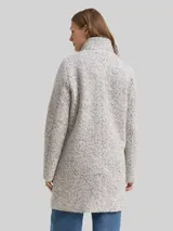 TOM TAILOR DENIM Damen Bouclé Wollmantel mit Stehkragen, weiß, Meliert – Bild 5