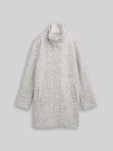 TOM TAILOR DENIM Damen Bouclé Wollmantel mit Stehkragen, weiß, Meliert – Bild 3