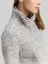 TOM TAILOR DENIM Damen Bouclé Wollmantel mit Stehkragen, weiß, Meliert – Bild 6