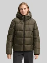 TOM TAILOR DENIM Damen Puffer-Jacke mit Kapuze, grün, Uni – Bild 4