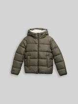 TOM TAILOR DENIM Damen Puffer-Jacke mit Kapuze, grün, Uni – Bild 3